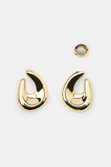 ZARA НАБОР СЕРЕГ-КОЛЕЦ И СЕРЬГИ-КАФФА, ЗОЛОТИСТЫЙ
