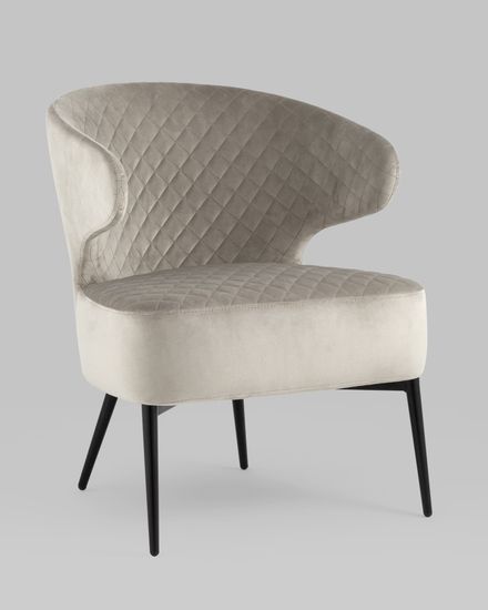 Кресло лаунж Royal велюр серо-бежевый