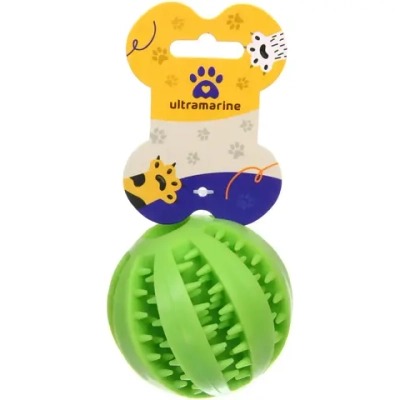 Игрушка - мячик для собак средних и крупных пород «ЗУБОЧИСТКА», цвет зеленый, d-7см (лейбл)✦