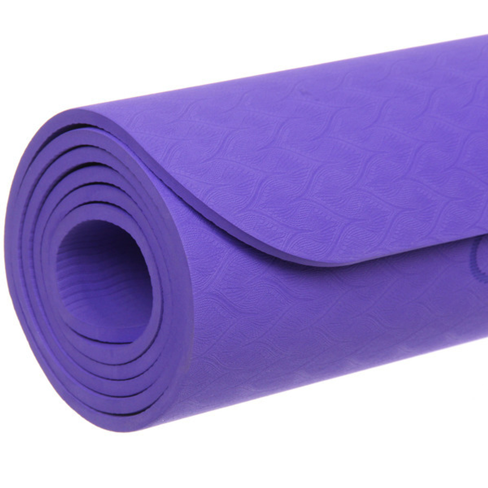 Коврик для йоги 6 мм 183*61 см «Шамбола» с лазерной гравировкой (ТРЕ), сиреневый