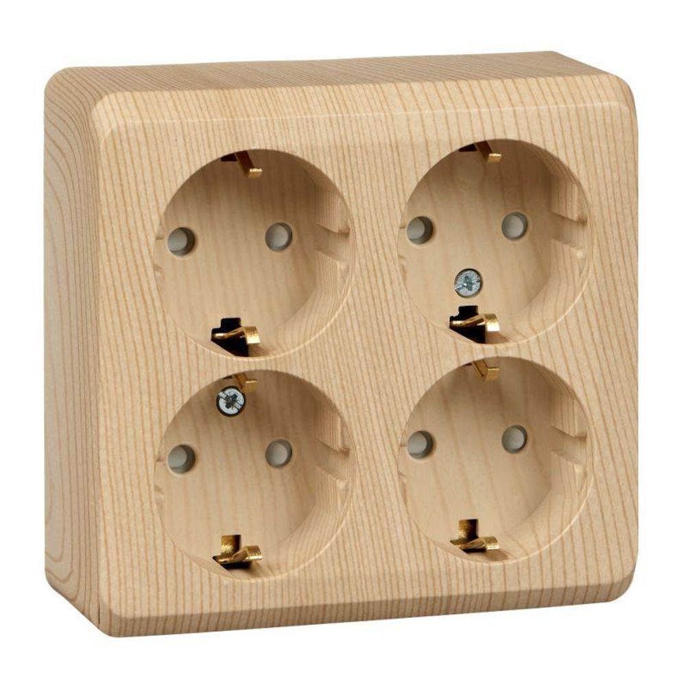 Розетка 4-м ОП Этюд 16А 250В с заземл. с заземл. защ. шторки сосна SE PA16-208D Розетка 4-м ОП Этюд 16А 250В с заземл. с заземл. защ. шторки сосна SE PA16-208D