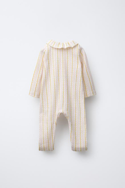 ZARA КОМБИНЕЗОН С ЦВЕТОЧНЫМ ПРИНТОМ И СКЛАДНЫМИ НОЖКАМИ, ЭКРЮ