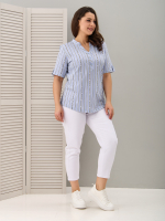 Блузка БЛ-122/голубой-полоскабуквы