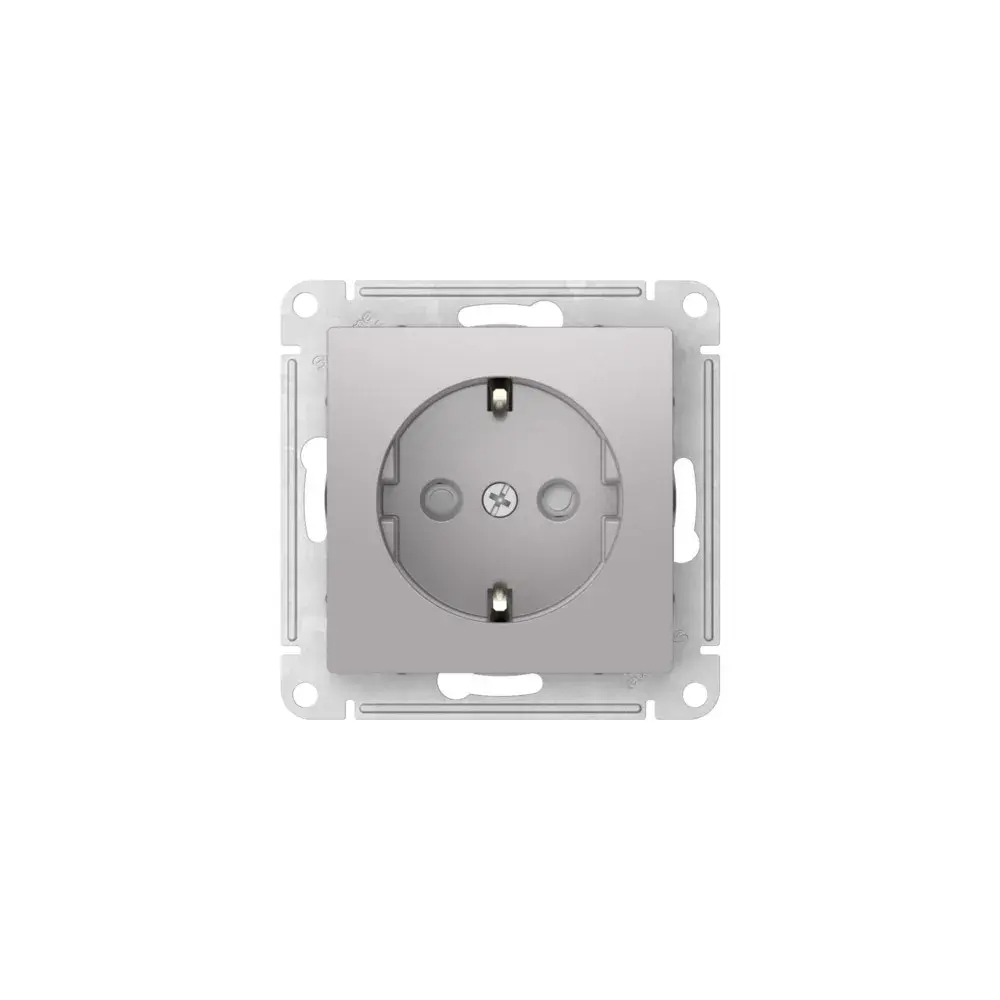 ATLASDESIGN РОЗЕТКА с заземлением со шторками, 16А, механизм, быстрозажим. клем., АЛЮМИНИЙ