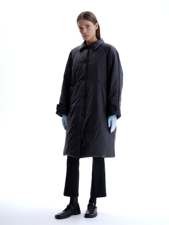 Утепленное пальто со съемным шарфом