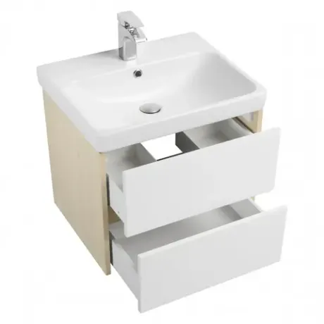 Комплект: Тумба Сканди 70, белый/дуб верона + Раковина Адриана 70