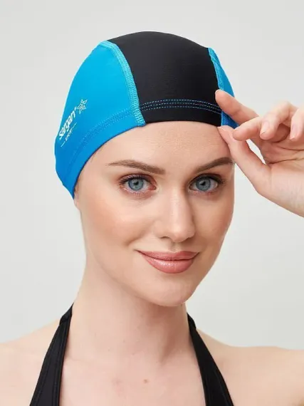 Шапочка для плавания лайкровая Sargan Классика унисекс голубой/черный