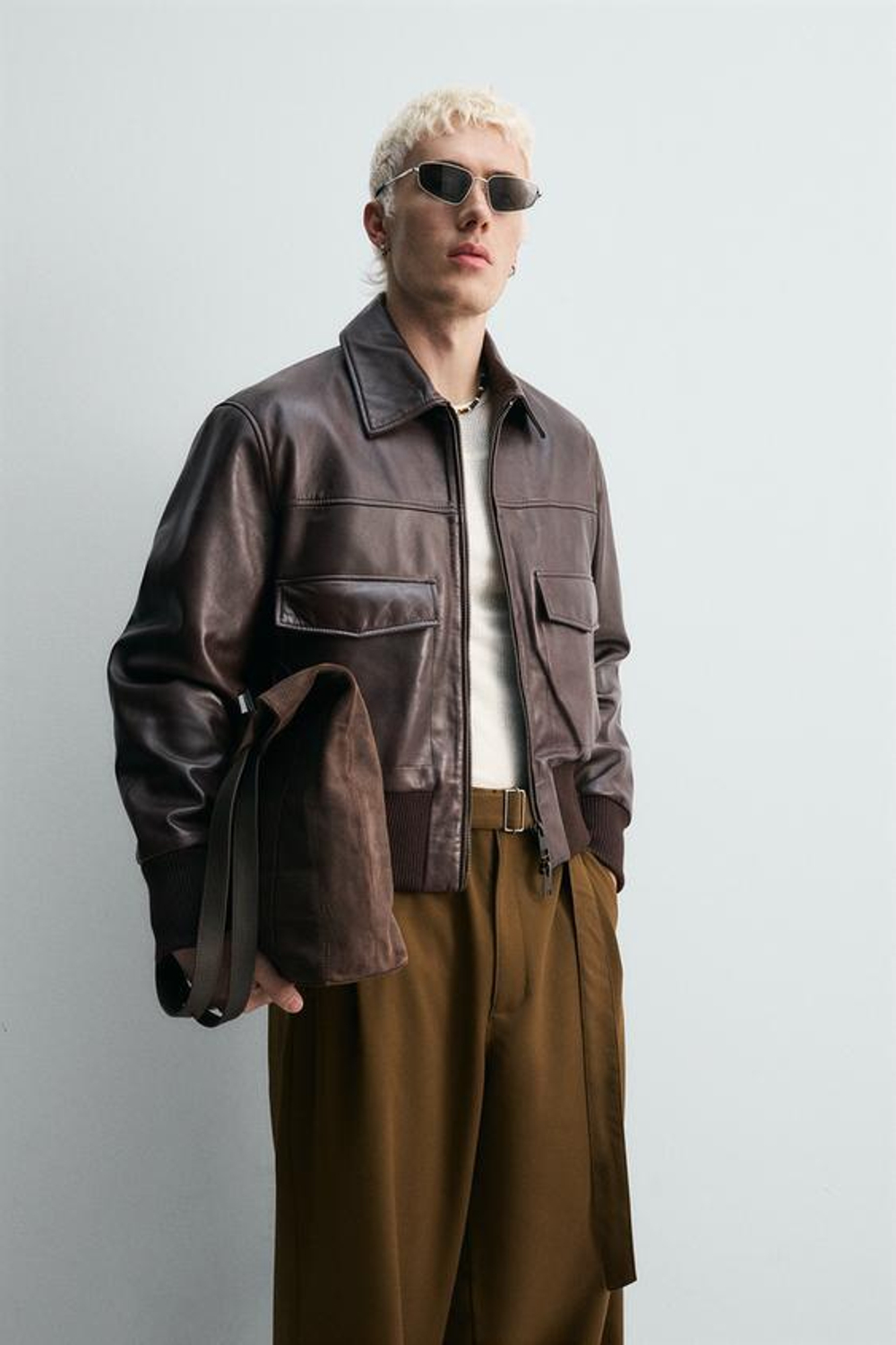 ZARA КОЖАНАЯ СУМКА-ШОПЕР LIMITED EDITION, КОРИЧНЕВЫЙ