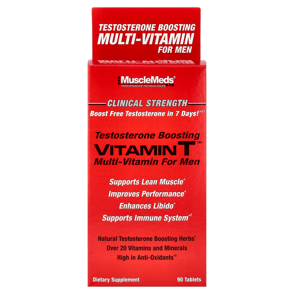 MuscleMeds, Vitamin T™, мультивитамины для повышения уровня тестостерона для мужчин, 90 таблеток