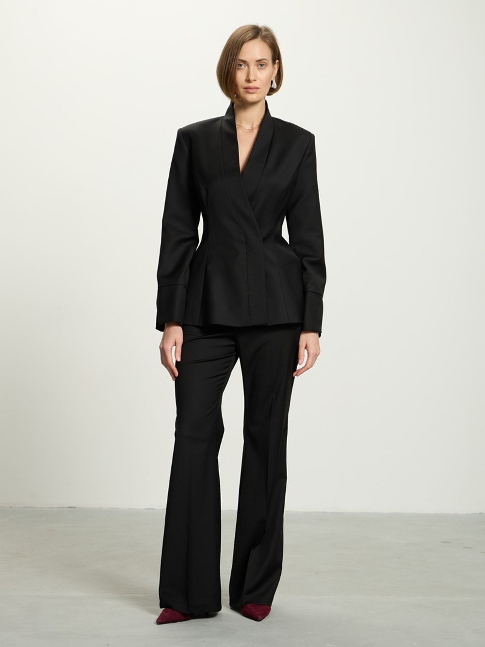 Брюки клеш черные шерсть
