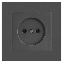 Розетка Intro Accent 6-201-07 2P 16А-250В IP20 СУ AL/CU графит | Intro