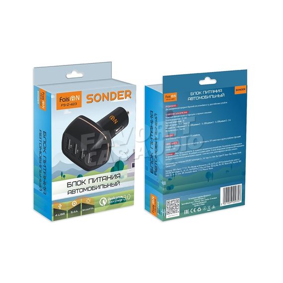 АЗУ 4USB FaisON FS-Z-423 SONDER пластик QC3.0 чёрный