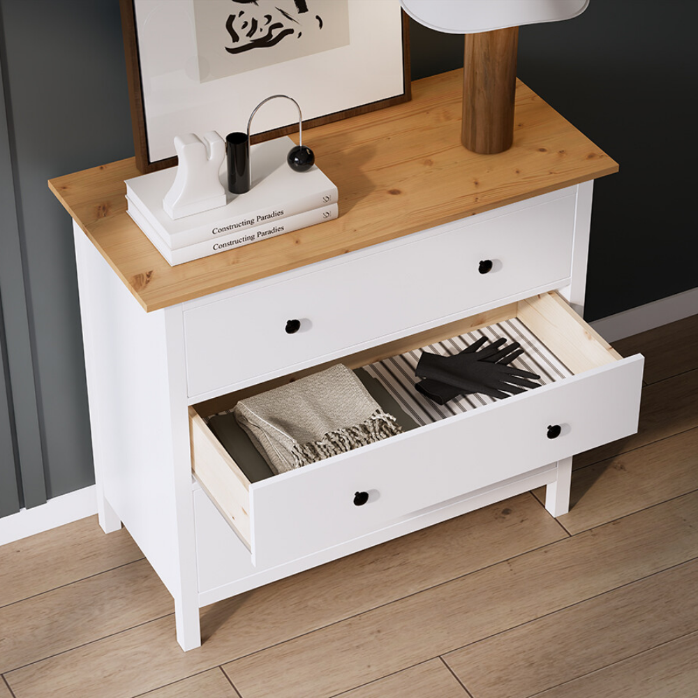 Комод с 3 ящиками деревянный, Хемнэс Hemnes/ Кымор, 108х50х96 см,белый/светло-коричневый