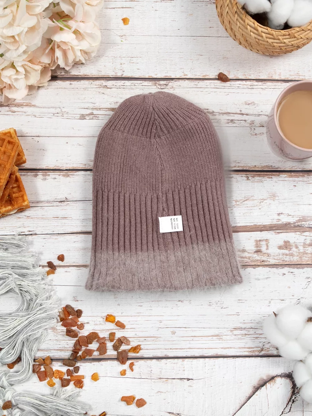 шапка ангора зимняя пушистая вязаная модная