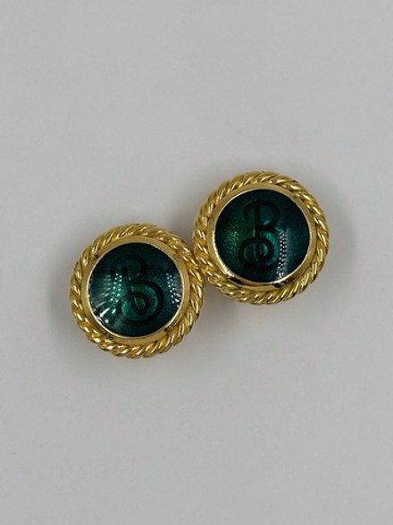 Клипсы с зеленой эмалью Burberrys