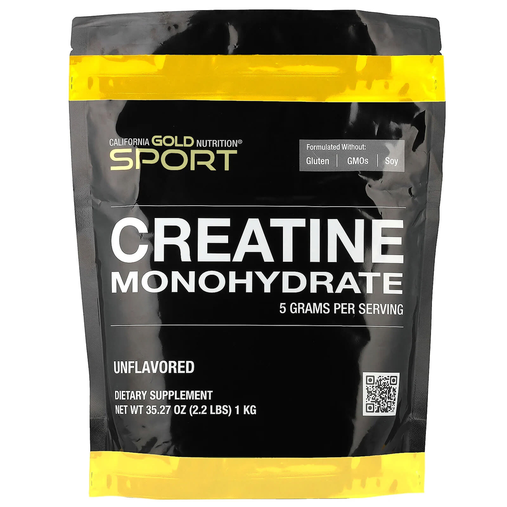 California Gold Nutrition, Sport, моногидрат креатина, с нейтральным вкусом, 1 кг (2,2 фунта)