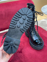 Высокие ботинки Chanel с лаковым носком (Шанель) Размер 35 - 42
