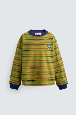 ZARA X DISNEY ФУТБОЛКА В ПОЛОСКУ С НАШИВКОЙ DAISY DUCK, ЗЕЛЕНЫЙ