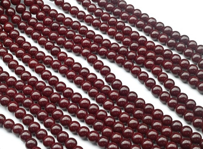 сглш8-тб Стекло шар гладкий 8мм тёмно-бордовый, нить 37см