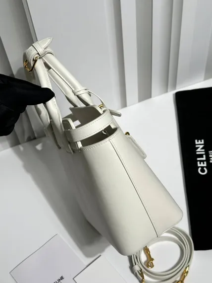 Сумки CELINE TEEN CONTI из натуральной телячьей кожи белая