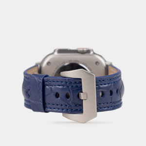 Ремешок для Apple Watch Ultra 49mm из кожи аллигатора, синего цвета