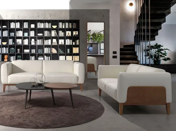 Двухместный диван Angel Cerda 5353-2P, белая кожа