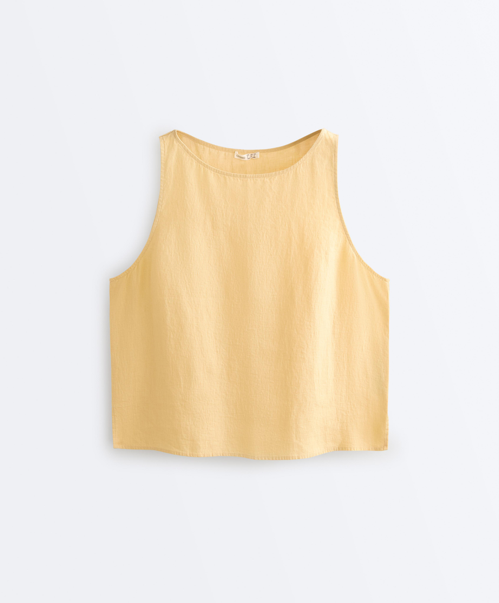 Oysho Топ из 100% льна, светло-желтый