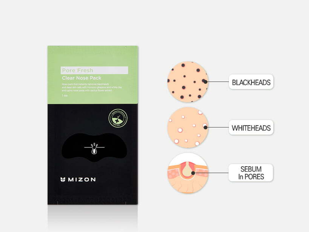 Mizon Pore Fresh Clear Nose Pack патчи для носа очищающие