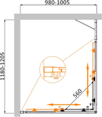 Душевой уголок Cezares MOLVENO-AH-21-100+20-P-Cr, 120х100х195, профиль хром, стекло Punto матовое