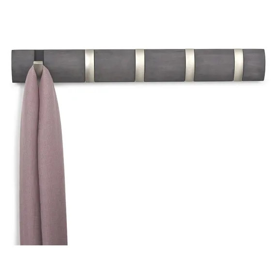 Настенная вешалка Flip 5 крючков дерево/никель