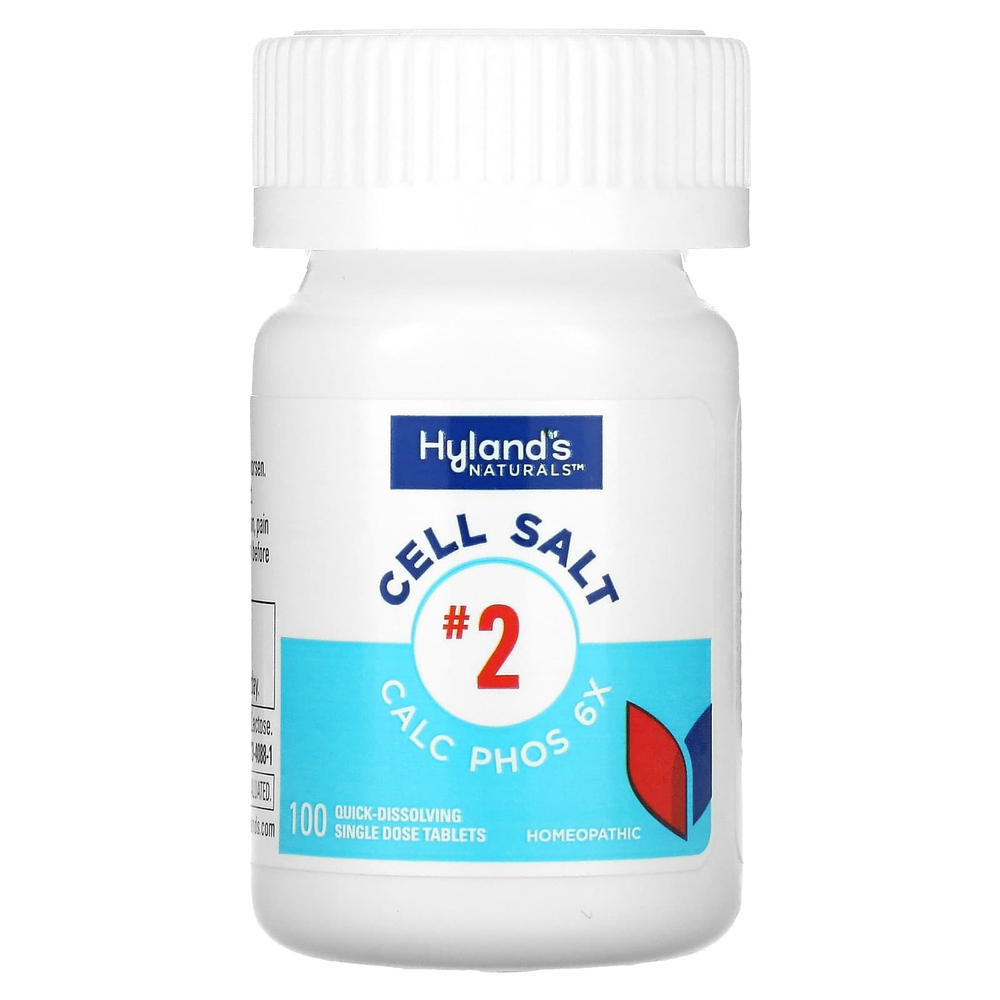 Hyland's Naturals, клеточная соль № 2, калькарея фосфорика (Calc phos) 6x, 100 отдельных быстрорастворимых таблеток