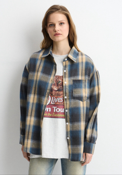 Рубашка в клетку синий