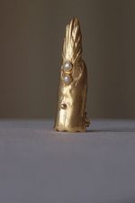 Кольцо палец с жемчугом, позолота