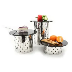 Подставка фуршетная стойка d 20 см h10 см круглая нерж. + блюдо акрил P.L. Hotelware