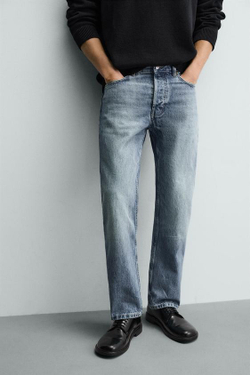 ZARA ДЖИНСЫ REGULAR FIT, ВЫЦВЕТШИЙ СИНИЙ