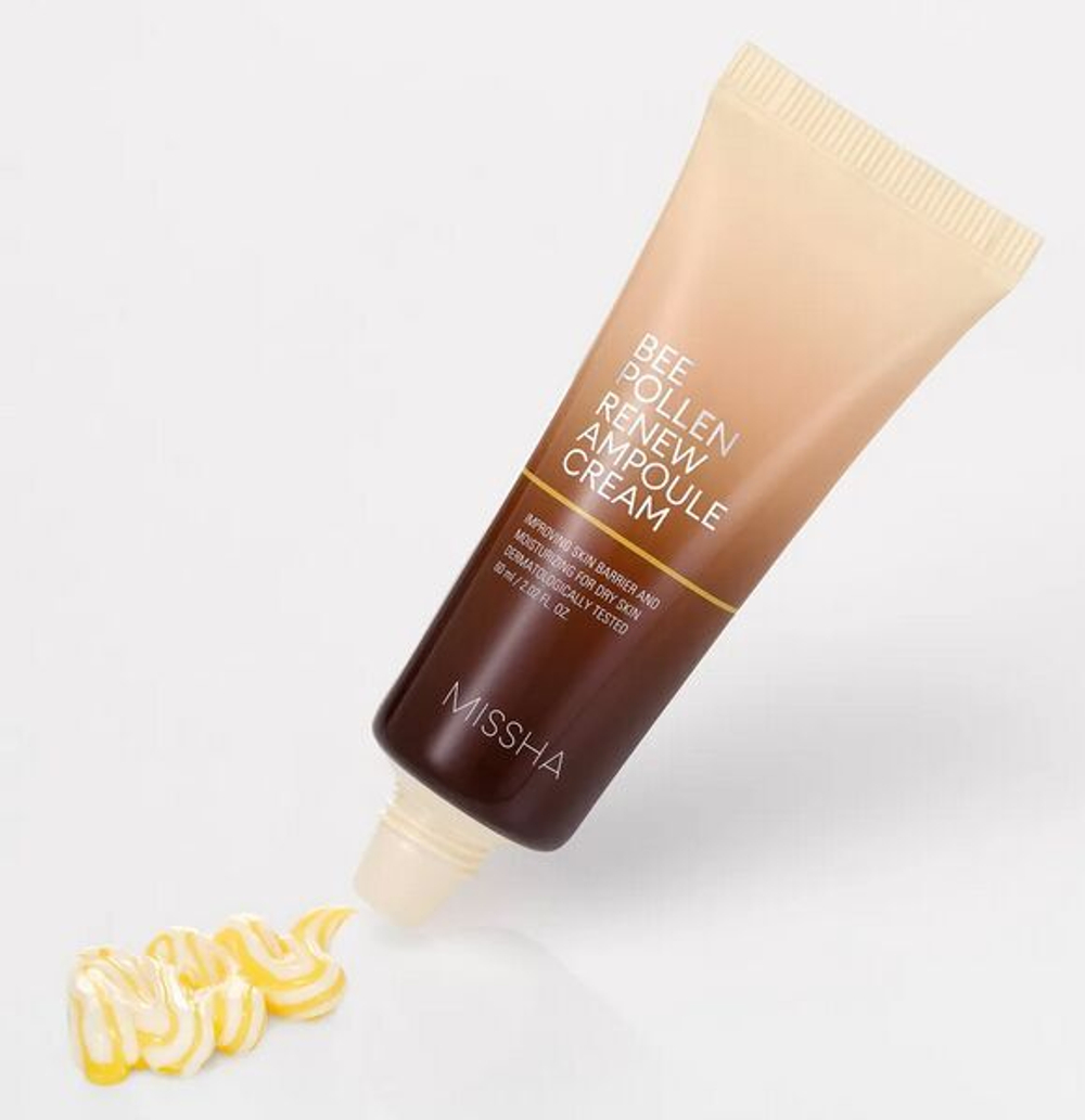 Восстанавливающая крем сыворотка для лица Missha Bee Pollen Renew Ampoule Cream, 60мл