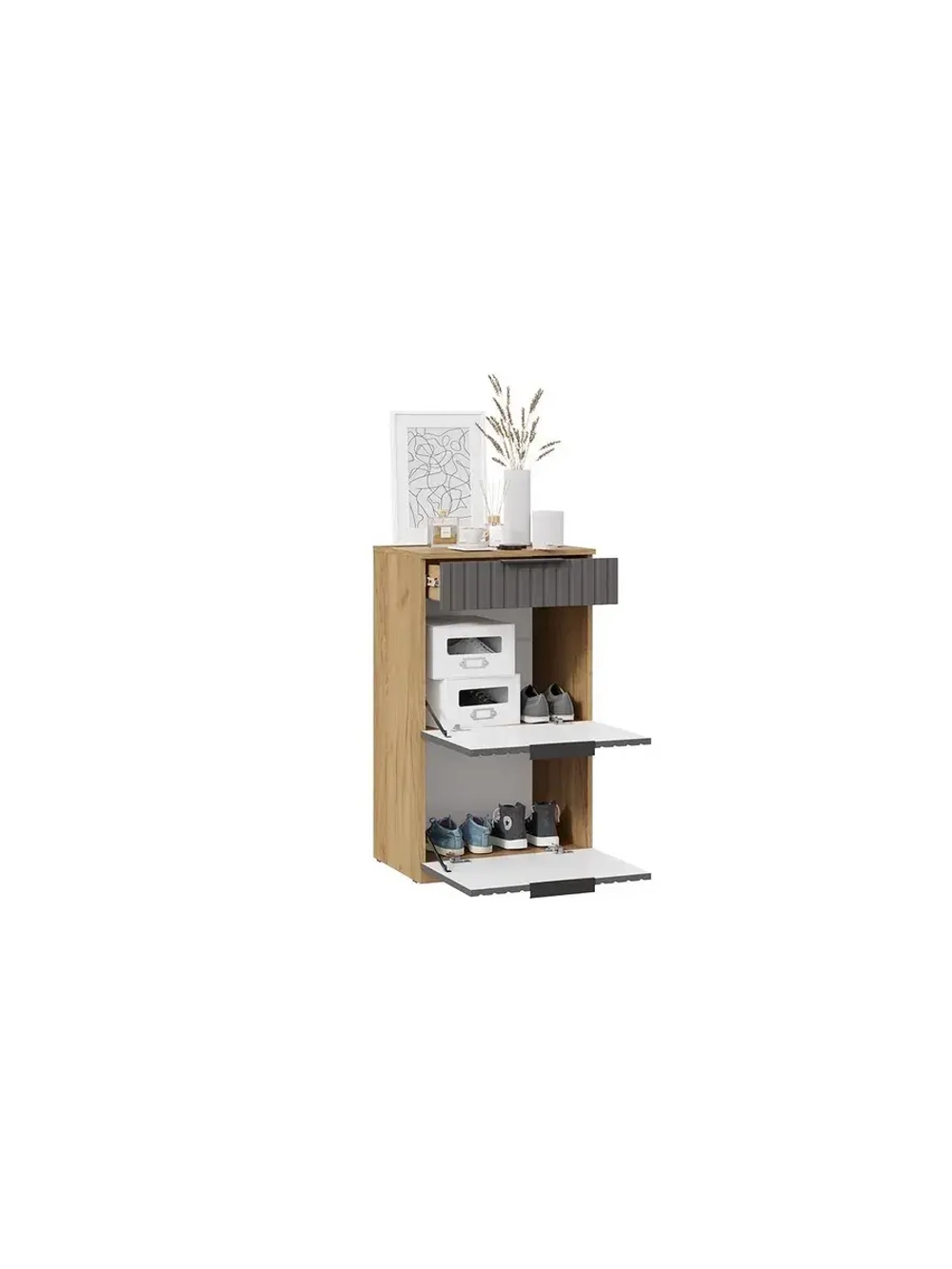 Прихожая с зеркалом Дуб Крафт золотой 190х43х226