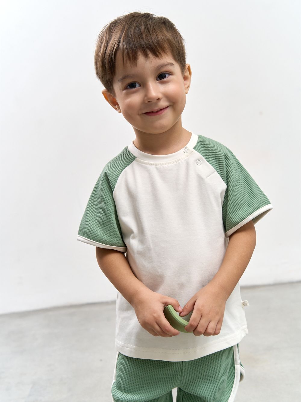 Комплект футболка и шорты "Полынь" из рифленой ткани 0+