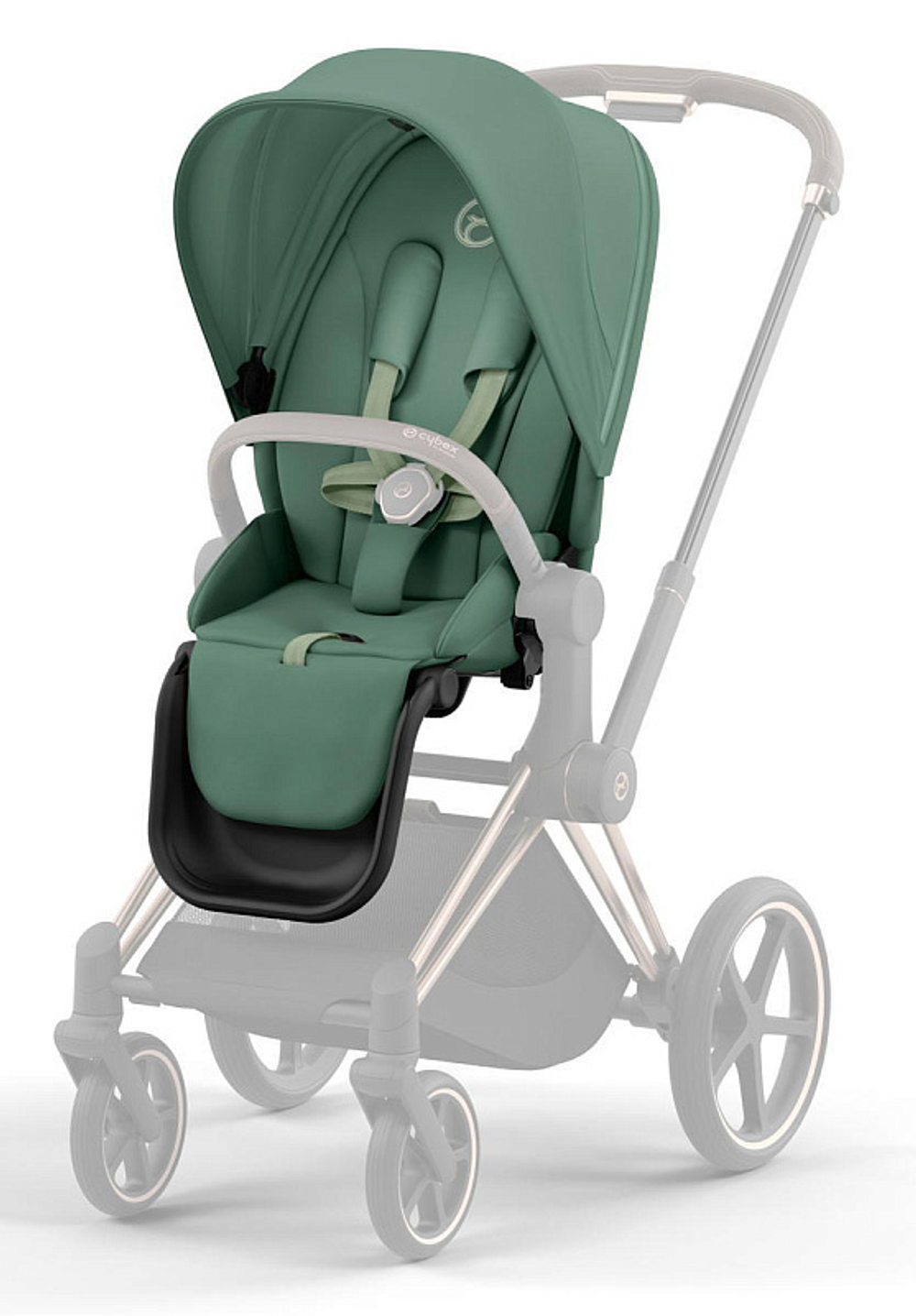 Коляска 3 в 1 Cybex Priam IV Rosegold complete и автокресло Cloud T i-Size Sepia Black Leaf Green