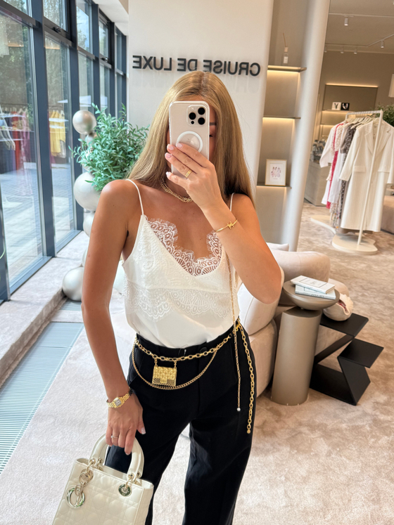 Топ в бельевом стиле с белым кружевом