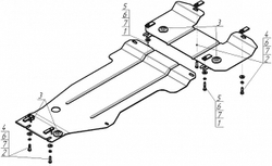 Защита картера Двигателя, КПП. 2 мм, Сталь. для Mercedes C-class 2007-2011 MOTODOR.01227