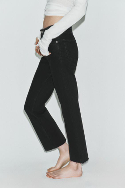 ZARA ДЖИНСЫ TRF CROPPED FLARE С ВЫСОКОЙ ПОСАДКОЙ, ЧЕРНЫЙ