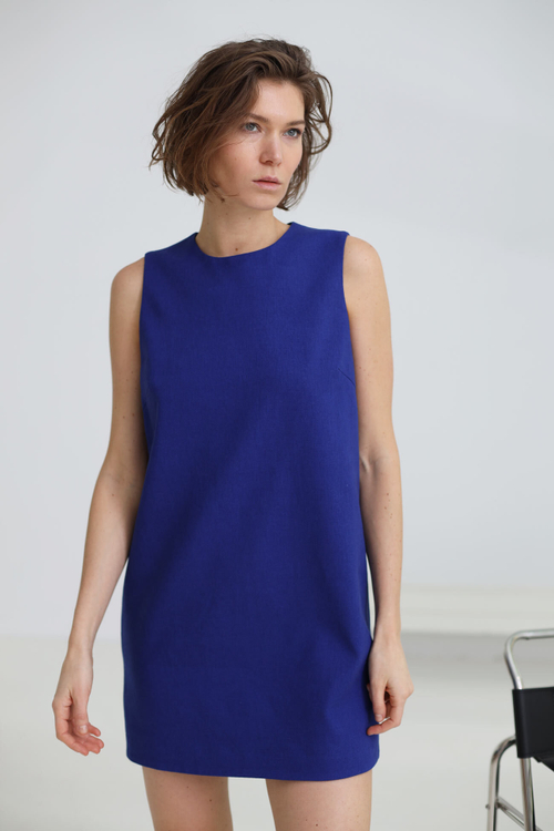 Юбка мини с гульфиком, лен шалфей