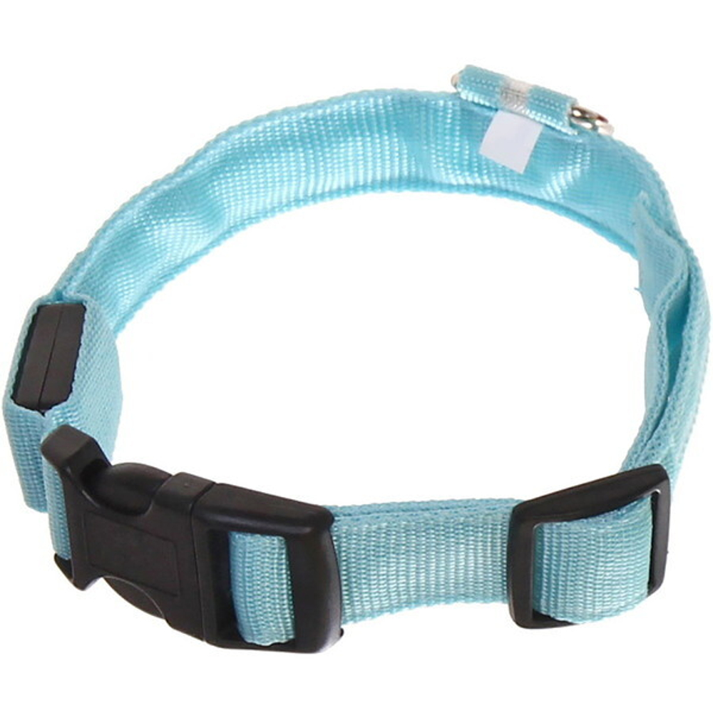 Ошейник с подсветкой и кольцом для жетона для средних пород собак «Бро видно», цвет голубой, размер M - 2,5*50см (лейбл)✦