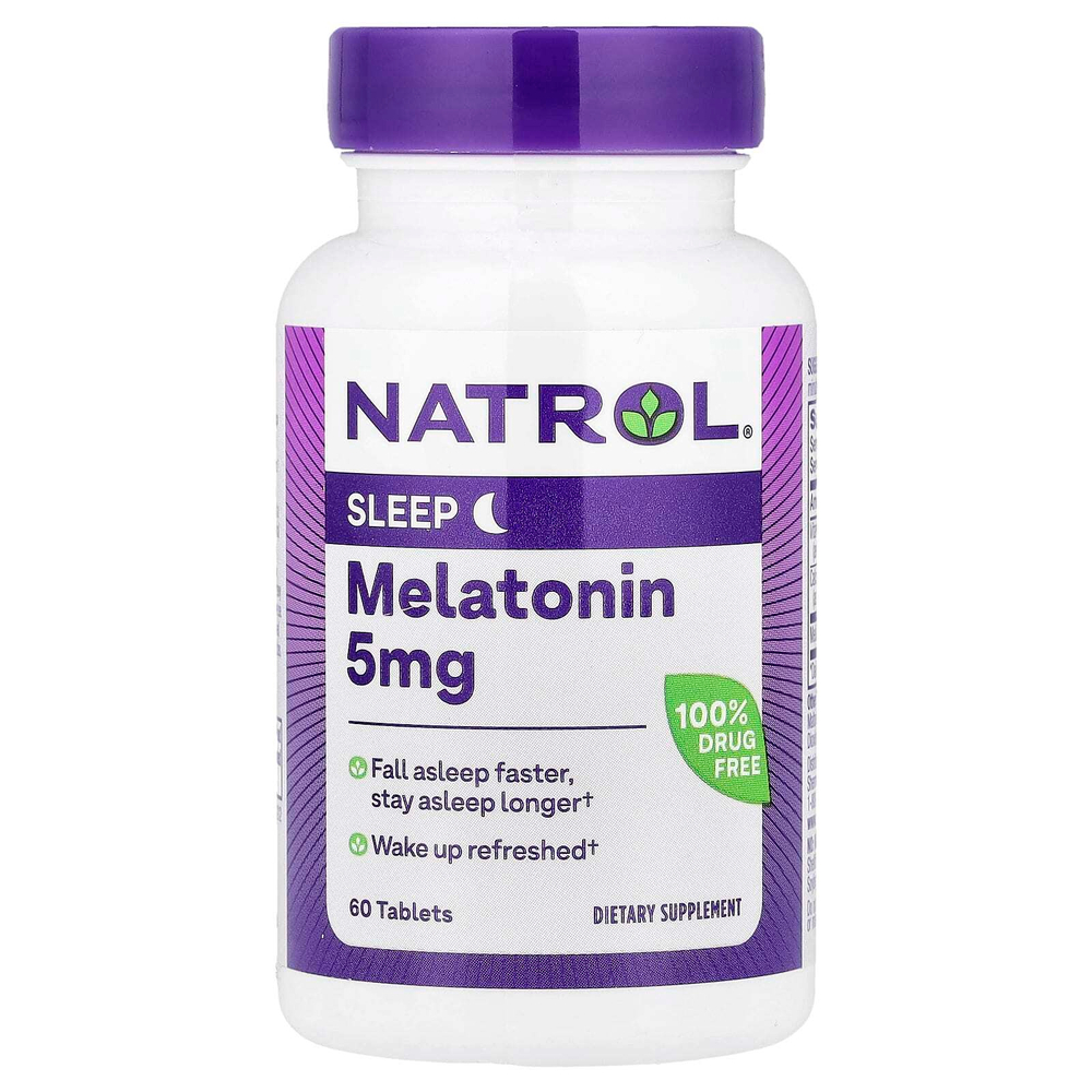 Natrol, Мелатонин, с повышенной силой действия, 5 мг, 60 таблеток