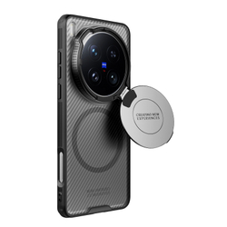 Чехол прозрачный тонированный (Transparent Black) от Nillkin с поддержкой MagSafe на смартфон Vivo X200 Ultra, серия CamShield Prop Magnetic Case