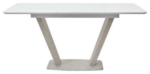 Стол Прага 120 БЕЛЫЙ, стекло/ КАМЕНЬ СВЕТЛЫЙ