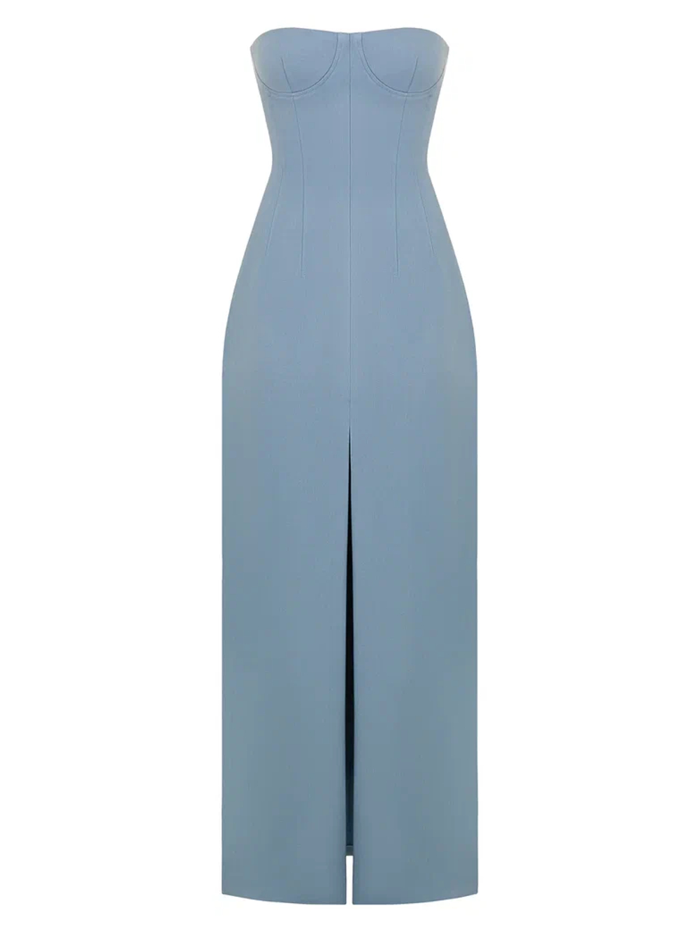 Платье макси корсетное с разрезом спереди