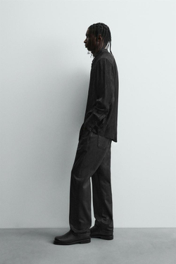 ZARA РУБАШКА СТРУЯЩЕГОСЯ КРОЯ, ЧЕРНЫЙ