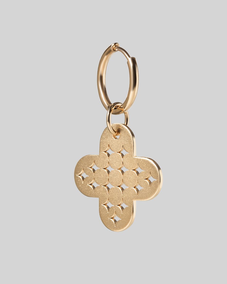 Моносерьга Pitted Cross Golden